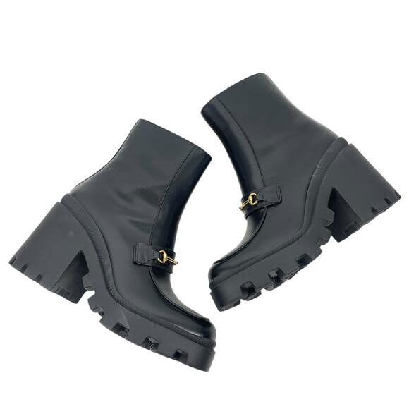 Gucci Magnum Calf Leather Horsebit Lug Sole Boots Black Size 40 - Picture 9 of 16